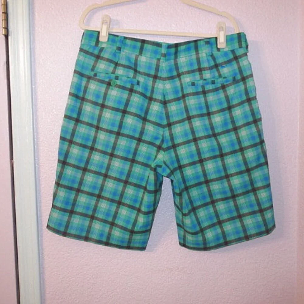 Nike Golf Shorts Mens Size 34 Performance Stretch Dri-Fit Blue Plaid Gorp 11”